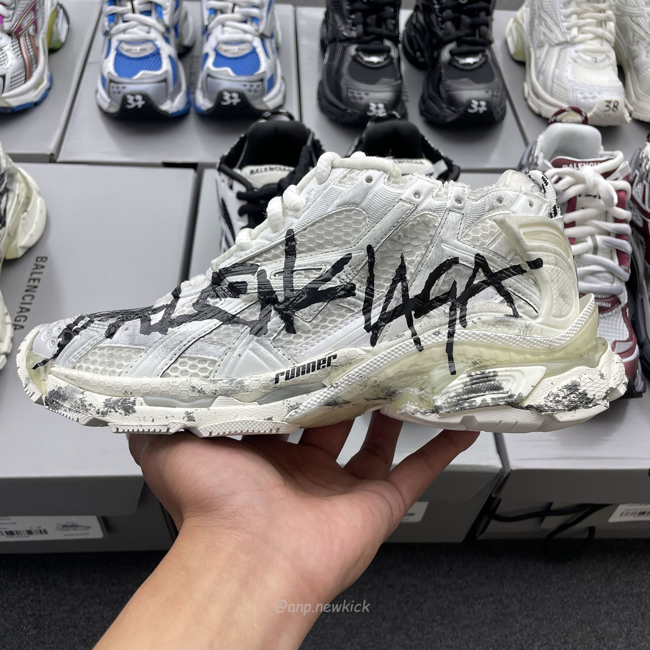 Balenciaga Runner White Grey Silver Black Blue Multicolor Burgundy (20) - newkick.app